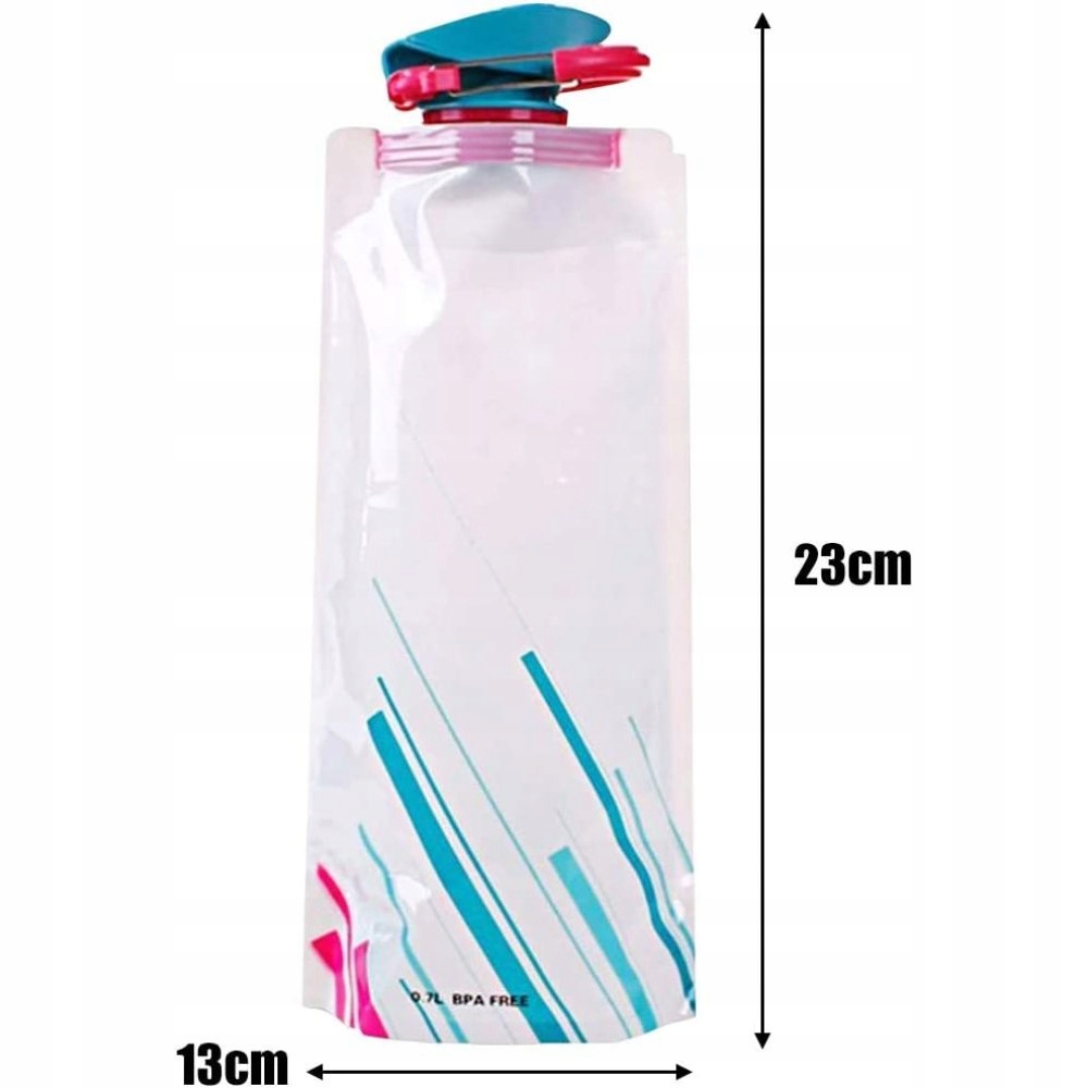 BUTELKA SKŁADANA NA WODĘ TURYSTYCZNA PODRÓŻNA WIELORAZOWA ZWIJANA700ML 6SZT Marka bez marki