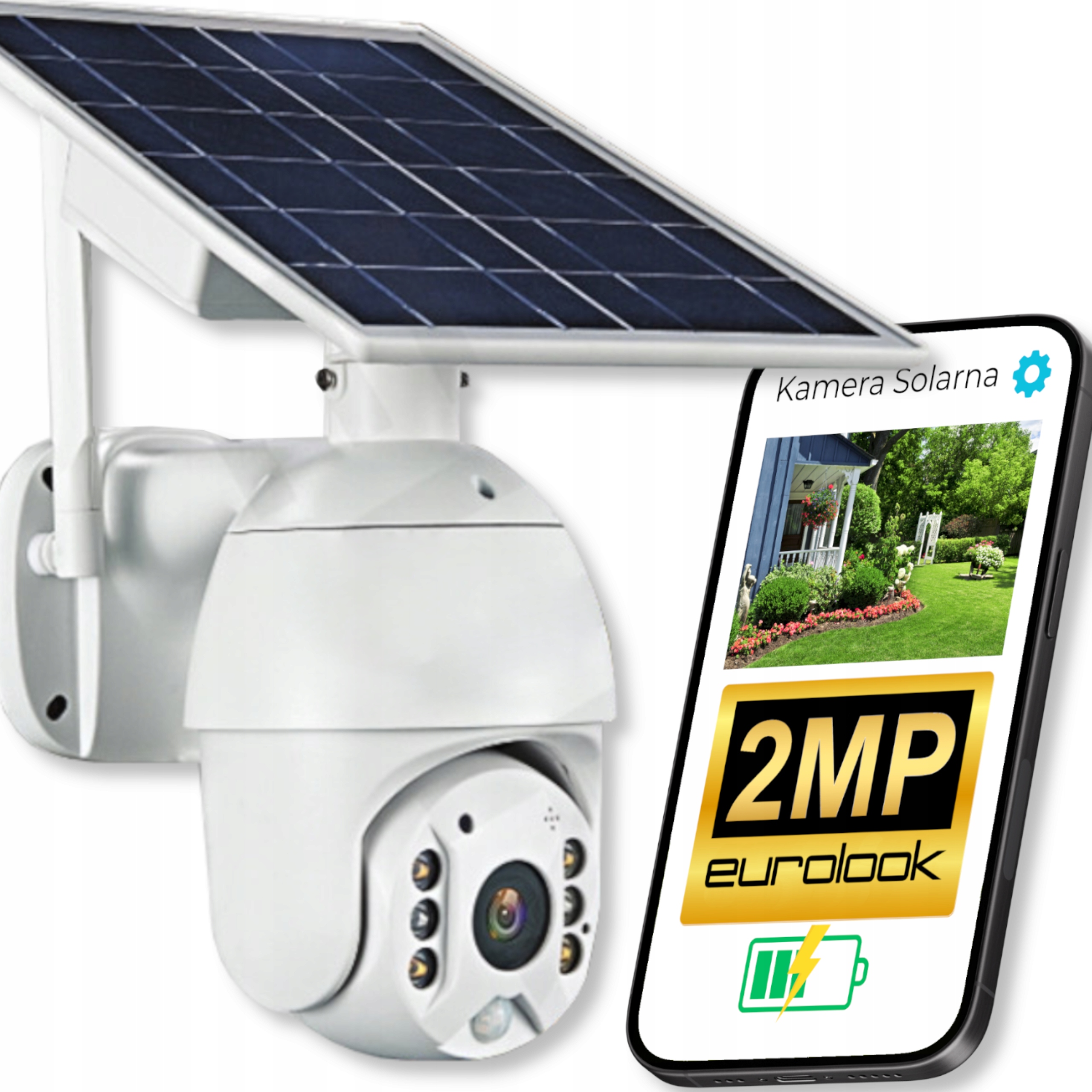Zewnętrzna Solarna Kamera 2MPX Mocna Bateria Bezprzewodowy Monitoring Wifi