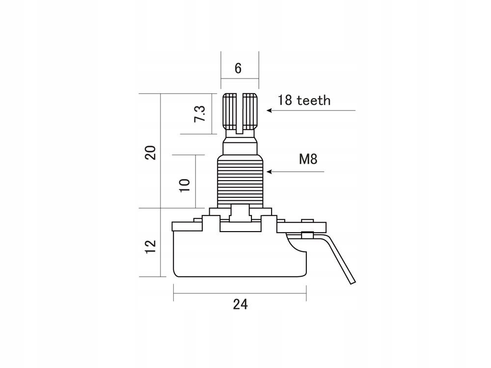 Potencjometr ALPHA 250K liniowy (std) Kod producenta POT-ALP-24-18-25B