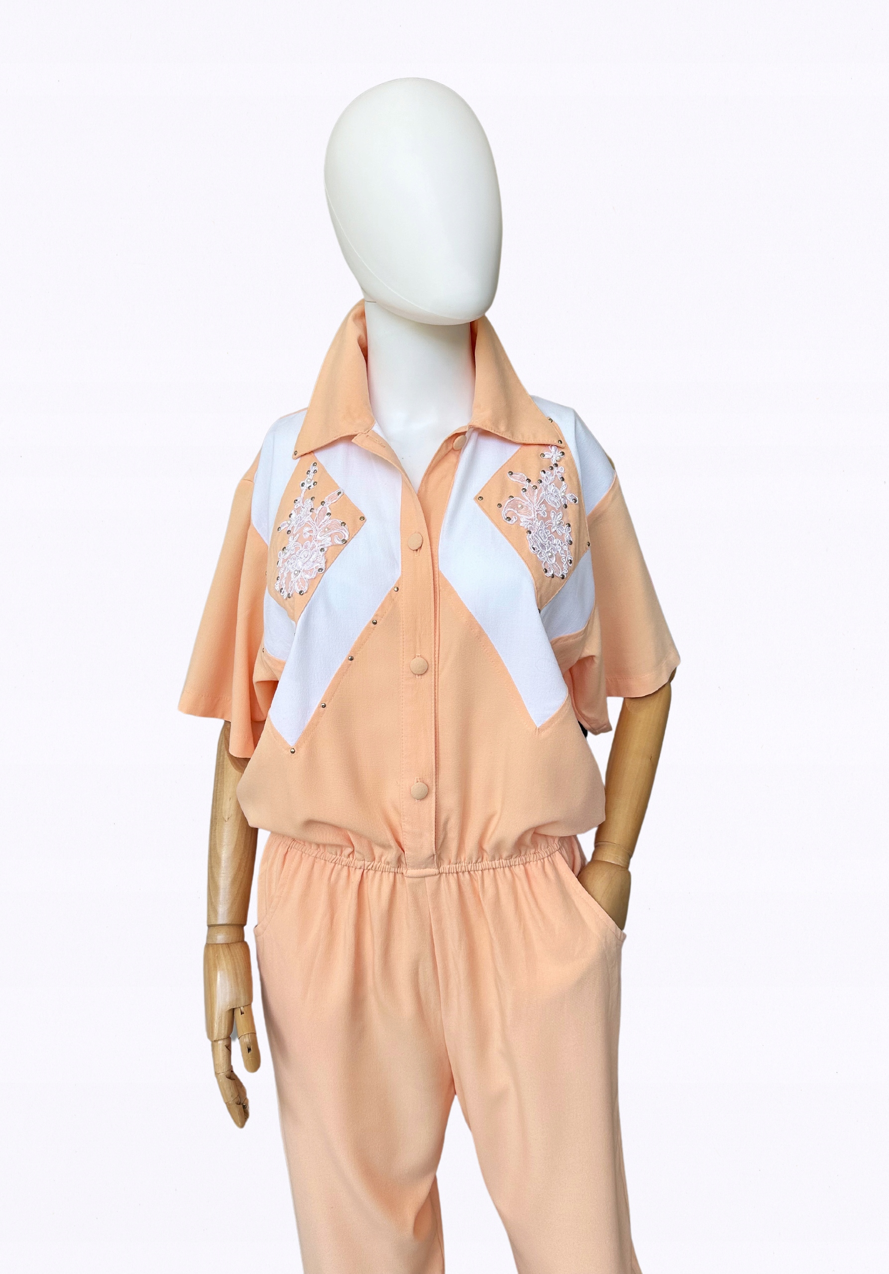 Kombinezon vintage wyszywany lata 80-te nity 80's Rodzaj casual (na co dzień)