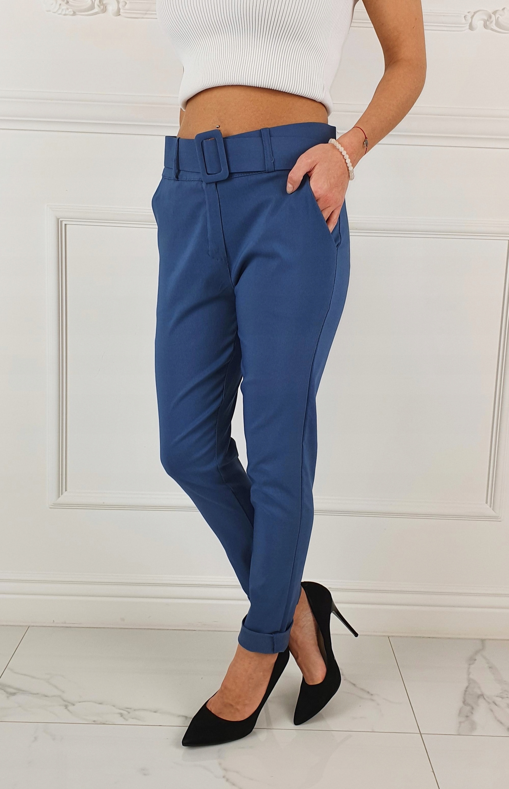 #ELASTYCZNE - SPODNIE - DAMSKIE - W GUMKĘ - PASEK# Model Cygaretka