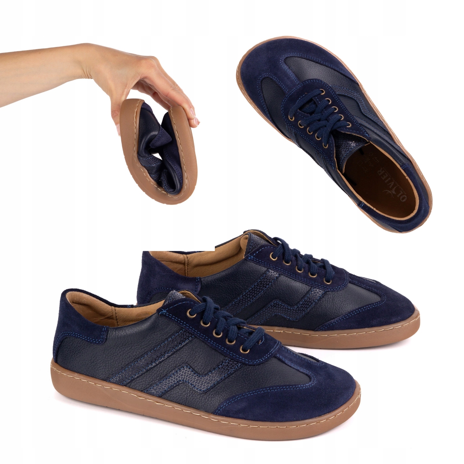 Dámské kožené barefoot boty Olivier Eliza tmavě modré 38