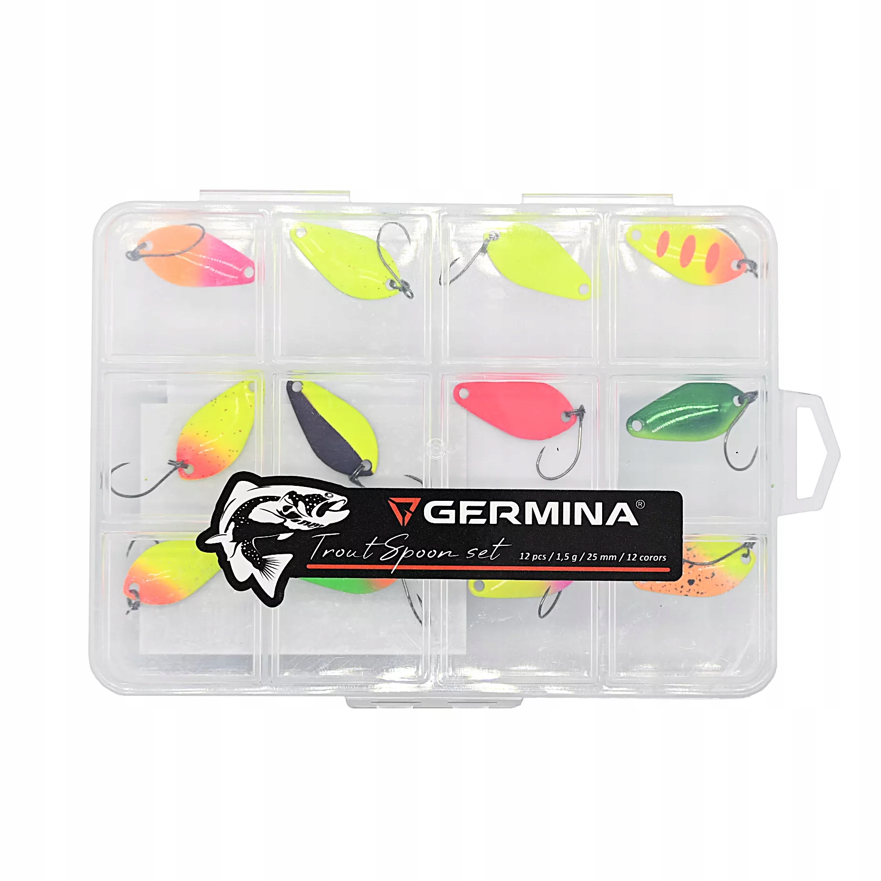 Zestaw 12x Błystka Wahadłowa Germina Trout Spoon 1.5g Pudełko
