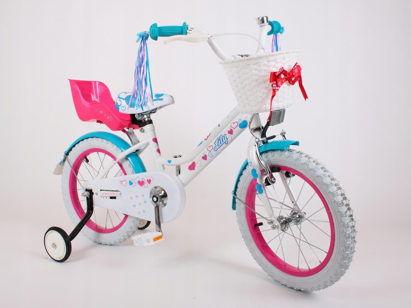 Polski Rowerek dla dzieci rower dla dziewczynki Lily 16" biało błękitny