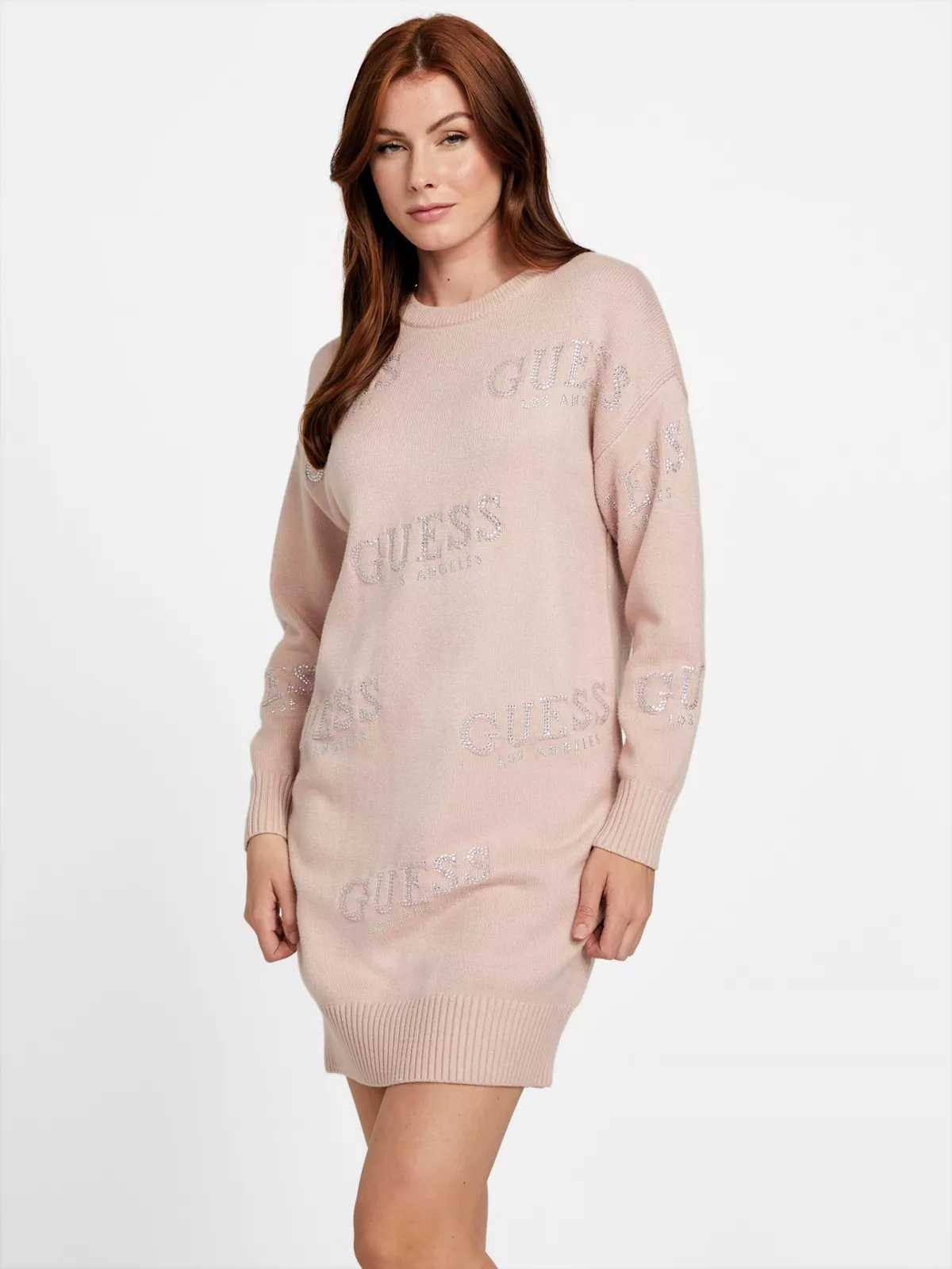 Guess dámské svetrové šaty Dateryn růžové S
