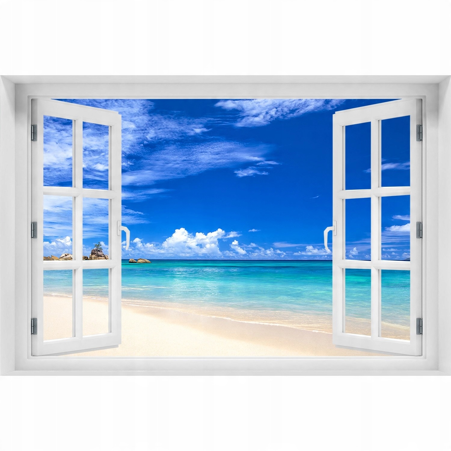 

Naklejka fototapeta 3D Okno widok Tropikalna plaża