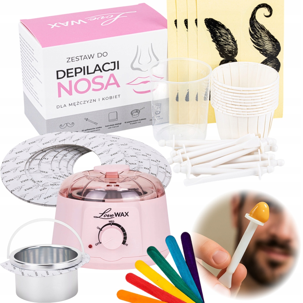 Sada pro epilaci nosu LoveWax ohřívač kroužky špachtle