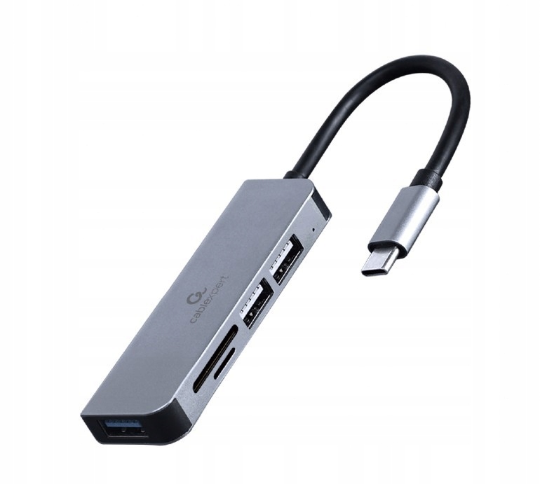 Gembird Hub 3-portowy Usb-c, Usb 2.0x2, Usb 3.0, czytnik kart