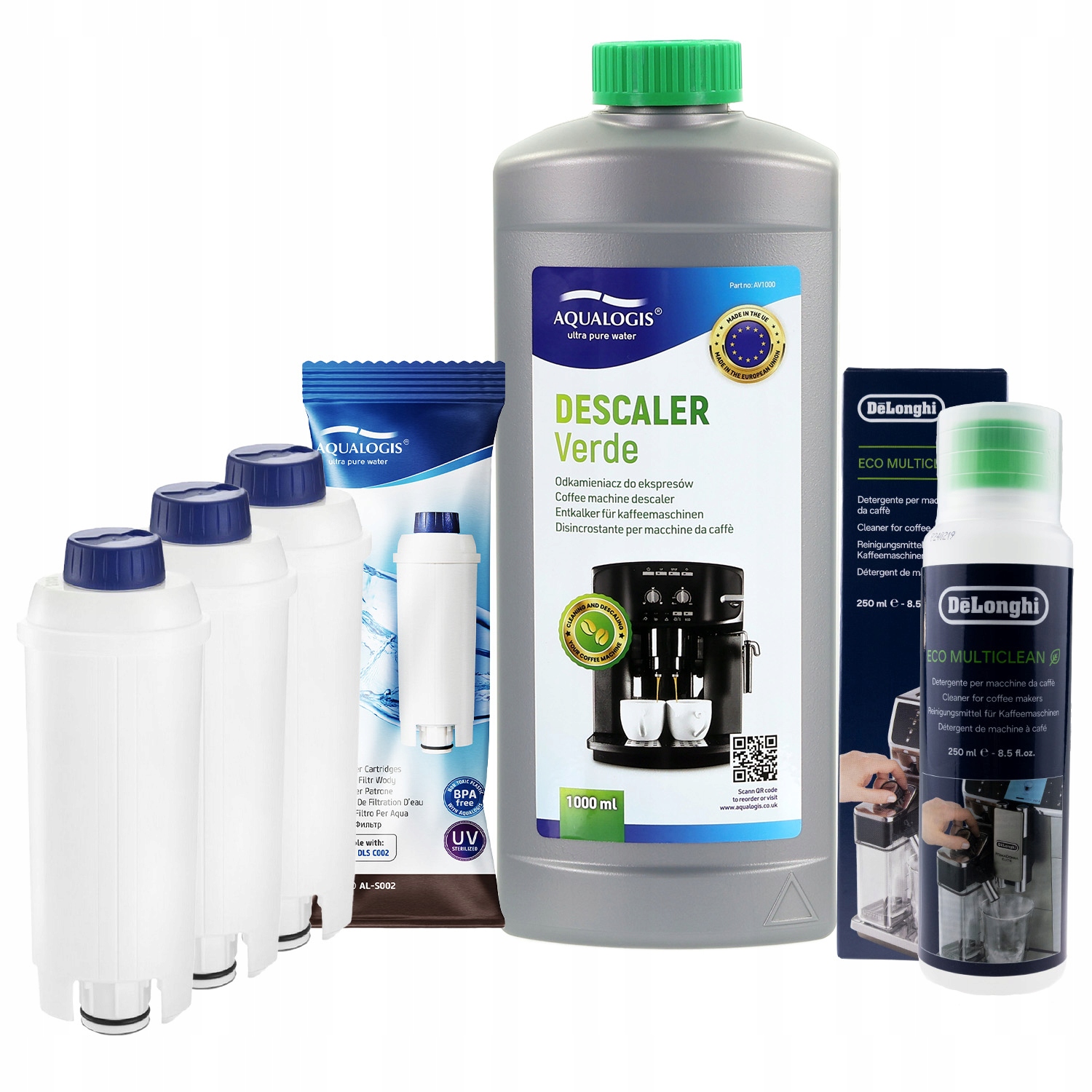 3x Filtr do kávovaru Delonghi AL-S002 3013 250 ml Odvápňovač 1 l