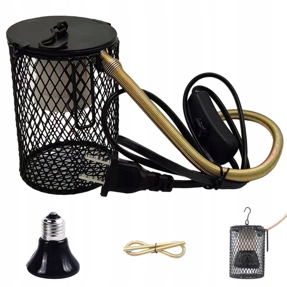 Levně 100W keramická topná lampa pro plazy s ochranným košíkem E27