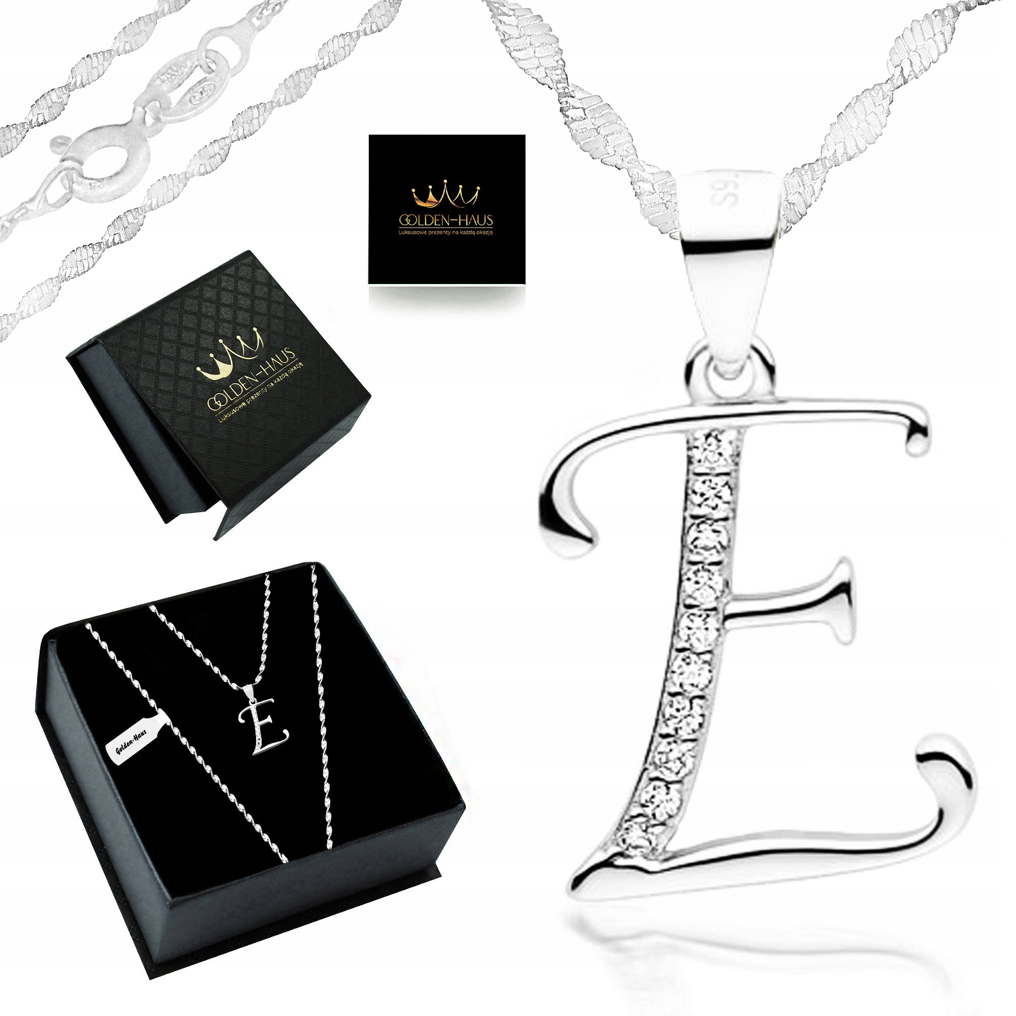 Stříbrný Řetízek Stříbrný Přívěsek Písmenko E 925 Pevný Dlouhý Pro Babičku