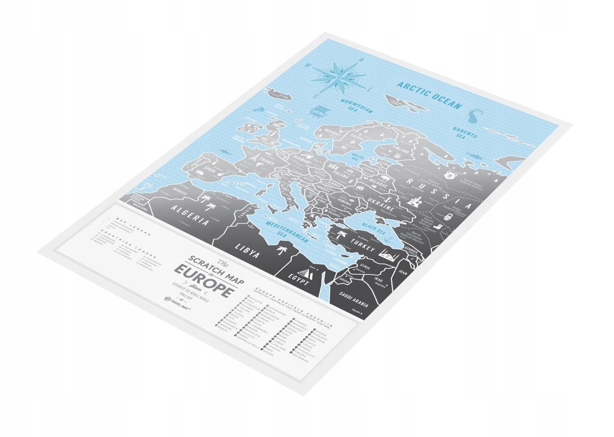 EUROPA MAPA ZDRAPKA EUROPE TRAVEL MAP SILVER Marka Artyk