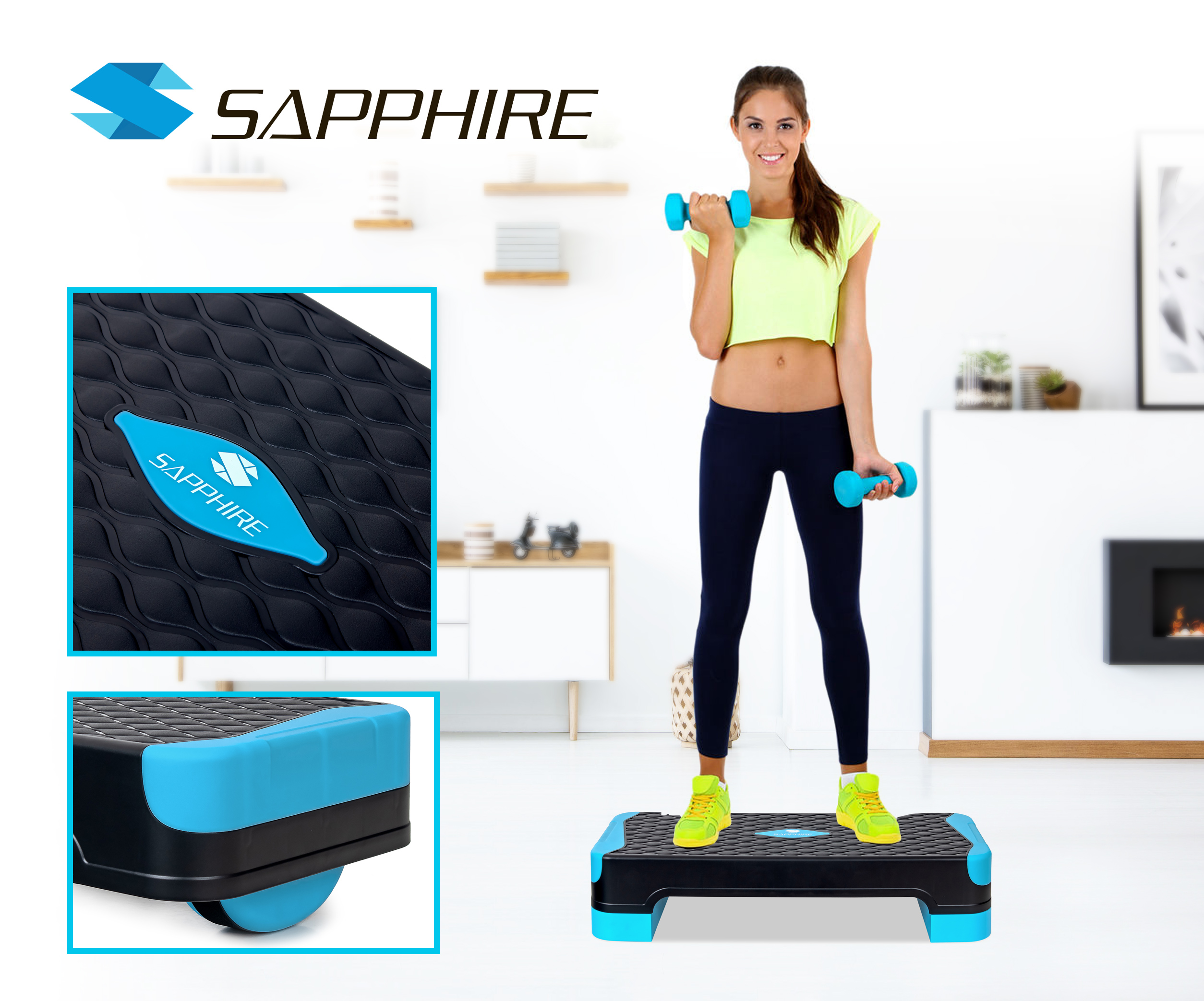 STEP do ćwiczeń fitness AEROBIKU 2 stopnie TRENER RÓWNOWAGI modułowy PODEST Kod producenta SG-057_blue