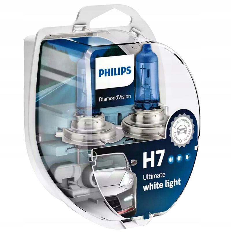 ŻARÓWKI PHILIPS H7 DIAMOND VISION BIAŁE 5000K 12V 55W XENON EFFECT KOMPLET Trwałość 500 h