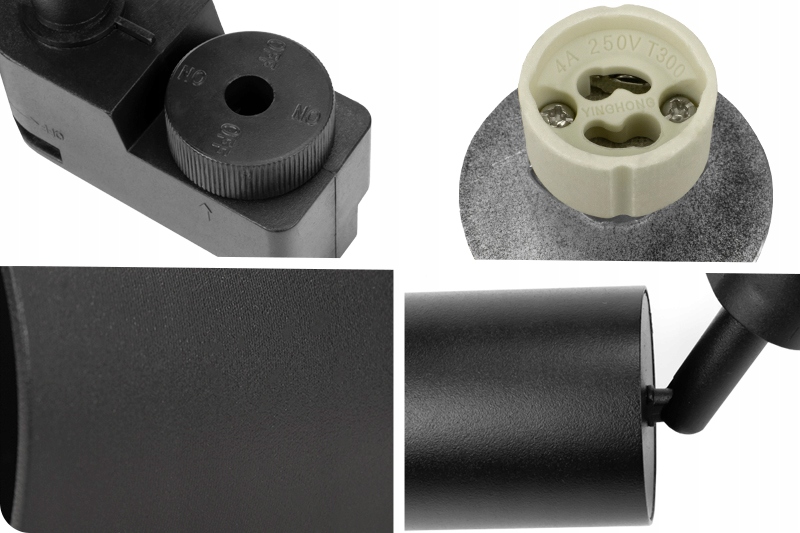 OŚWIETLENIE LED SZYNOWE REFLEKTOR NA SZYNIE 4x LAMPA GU10 LED + LISTWA 2m Maksymalna moc pojedynczego źródła światła 50 W