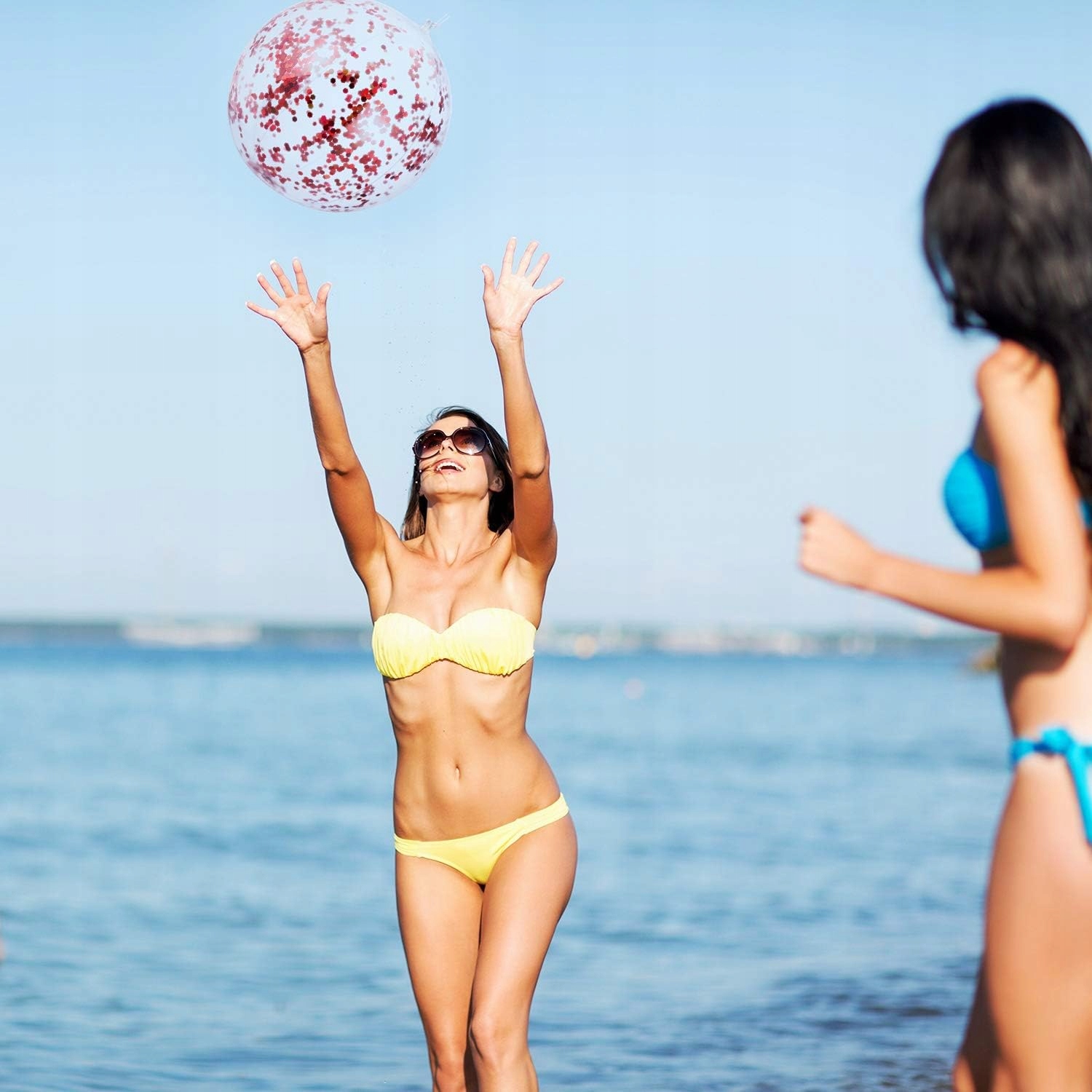 PIŁKA DMUCHANA PLAŻOWA DUŻA DO WODY DLA DZIECI RODZINNA Z CEKINAMI 60CM Płeć produkt uniseks