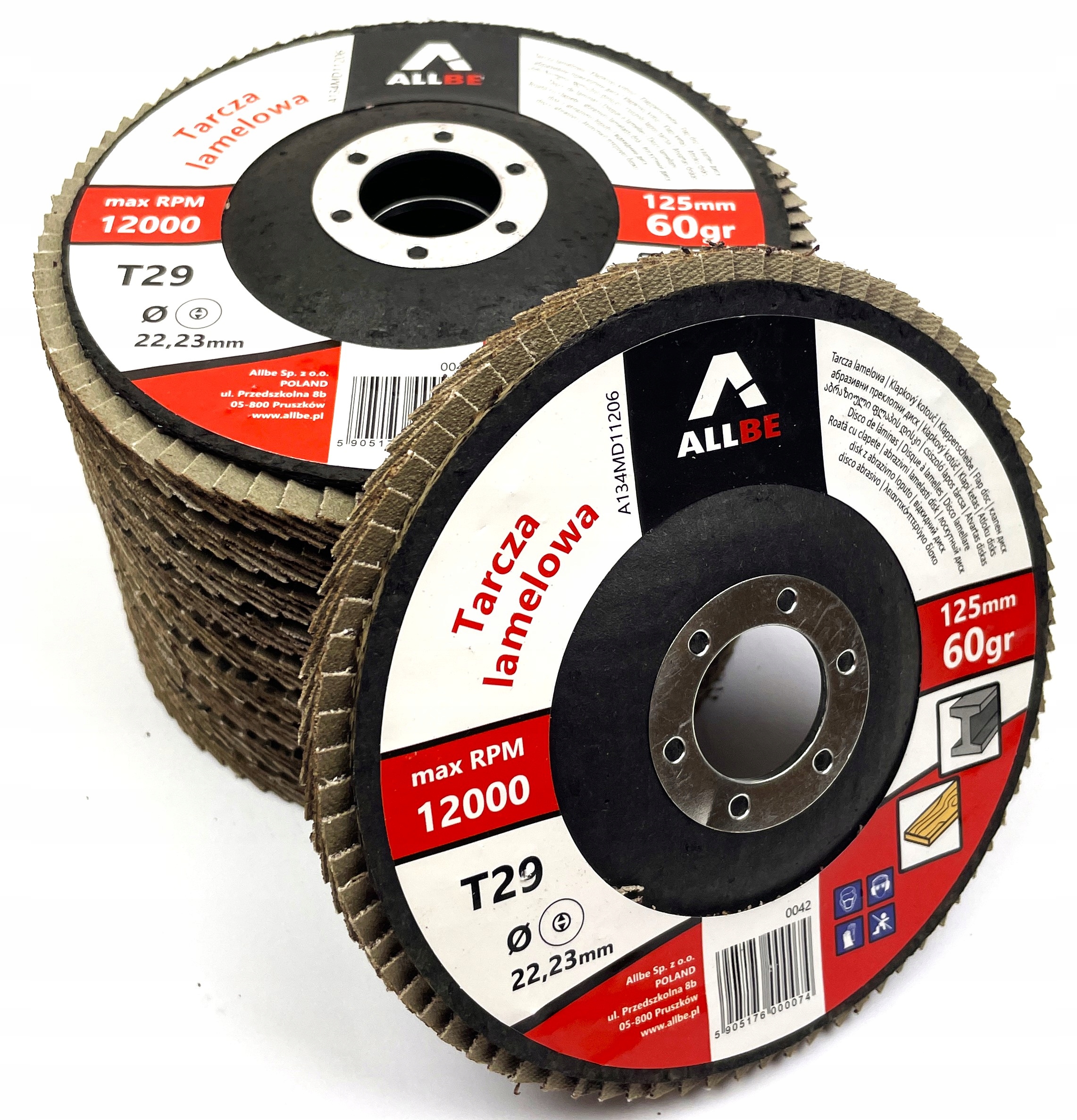 10SZT TARCZE LAMELOWE LISTKOWE 125MM P60 METAL PRO Średnica otworu 22,2mm