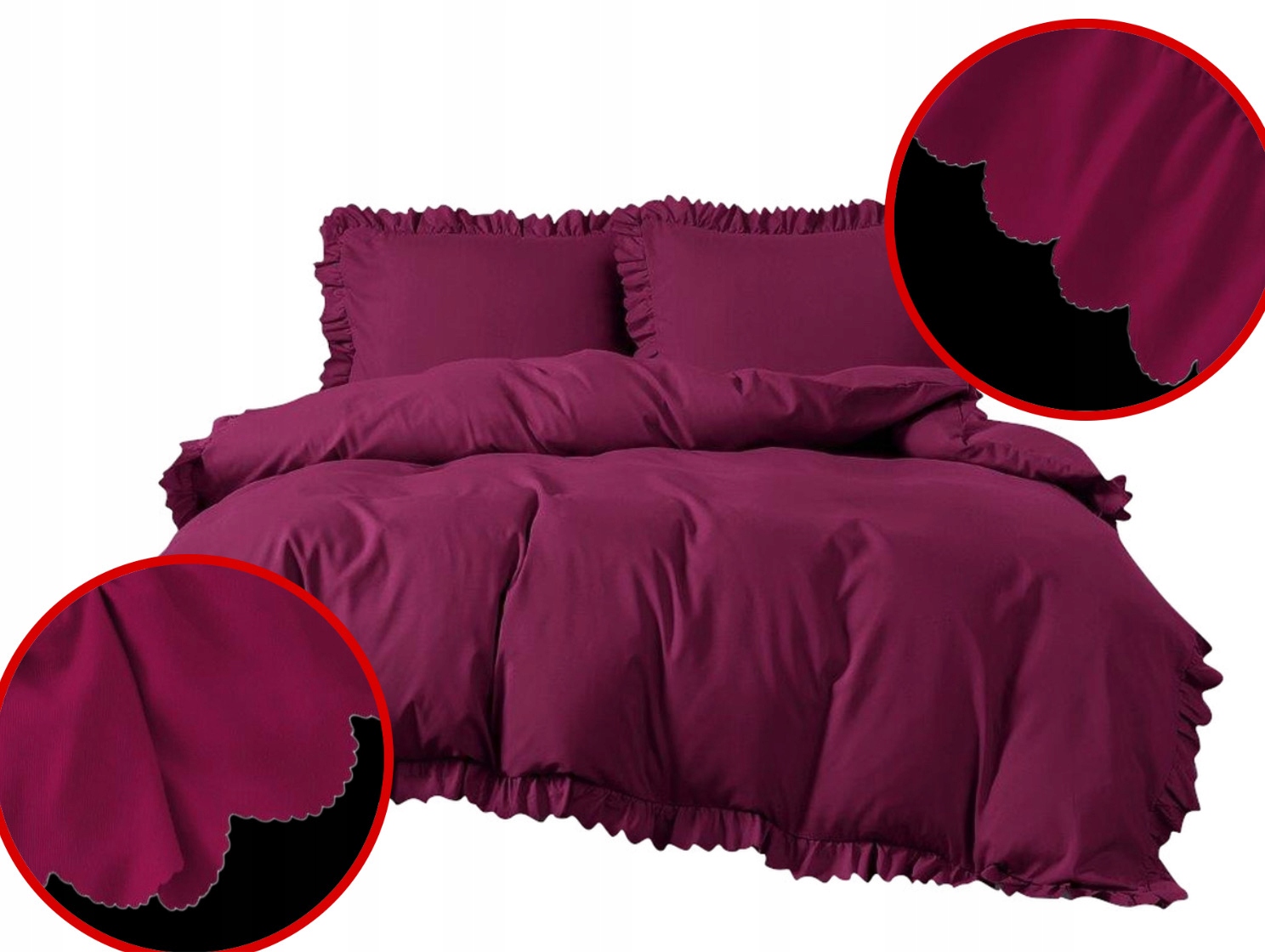 Povlečení Elegantní s Volánky z mikrovlákna Stylové 160x200 Šťavnaté Bordó