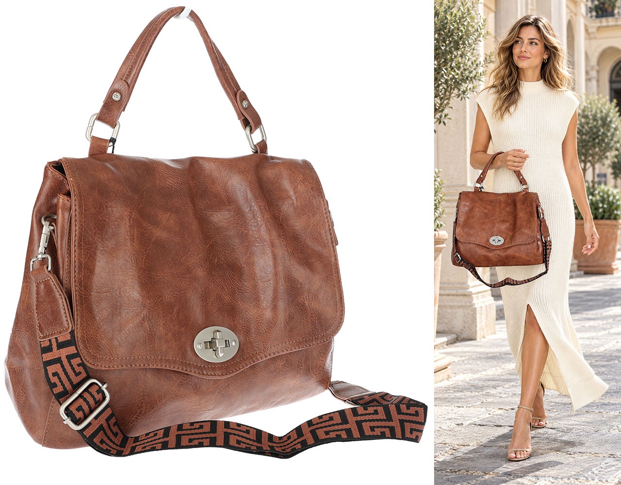 Dámská kabelka přes rameno shopper do ruky prostorná SP401 Hnědá