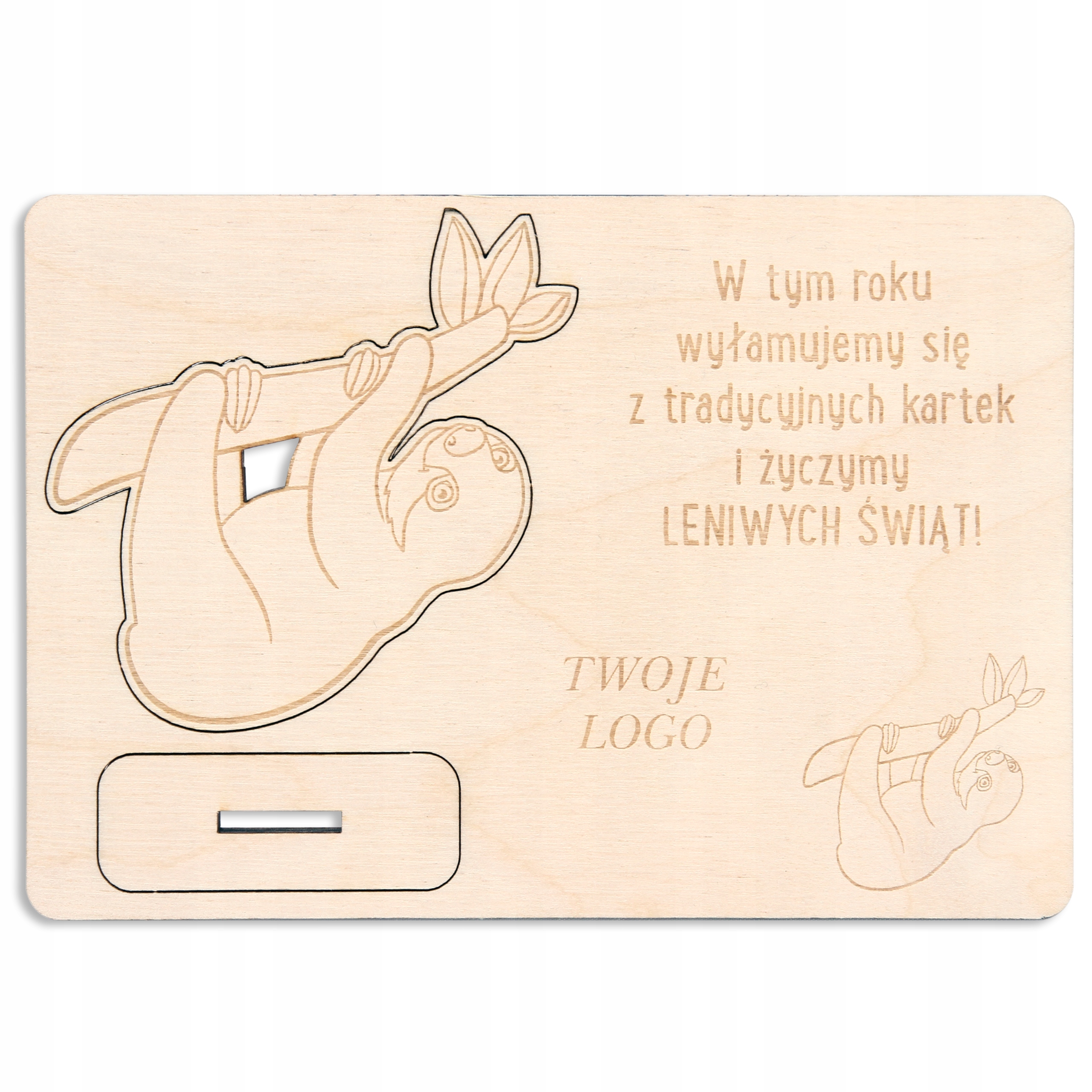 ŚWIĄTECZNE KARTKI DREWNIANE 3D FIRMOWE Z LOGO