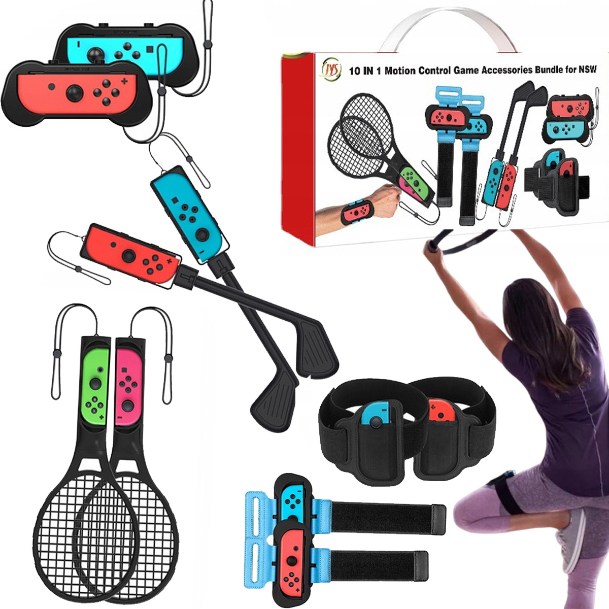 Zestaw Akcesoria Uchwyty Mocowania 10w1 do Joy-Con Nintendo Switch Oled