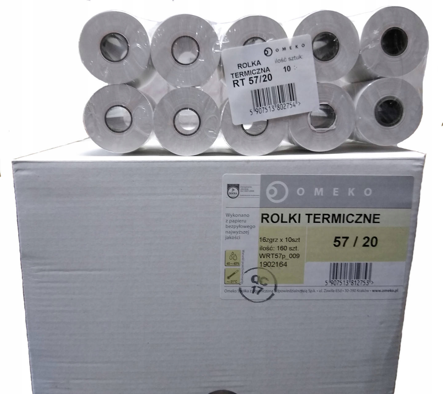 

Rolki termiczne do kas fiskalnych 57x20m Karton