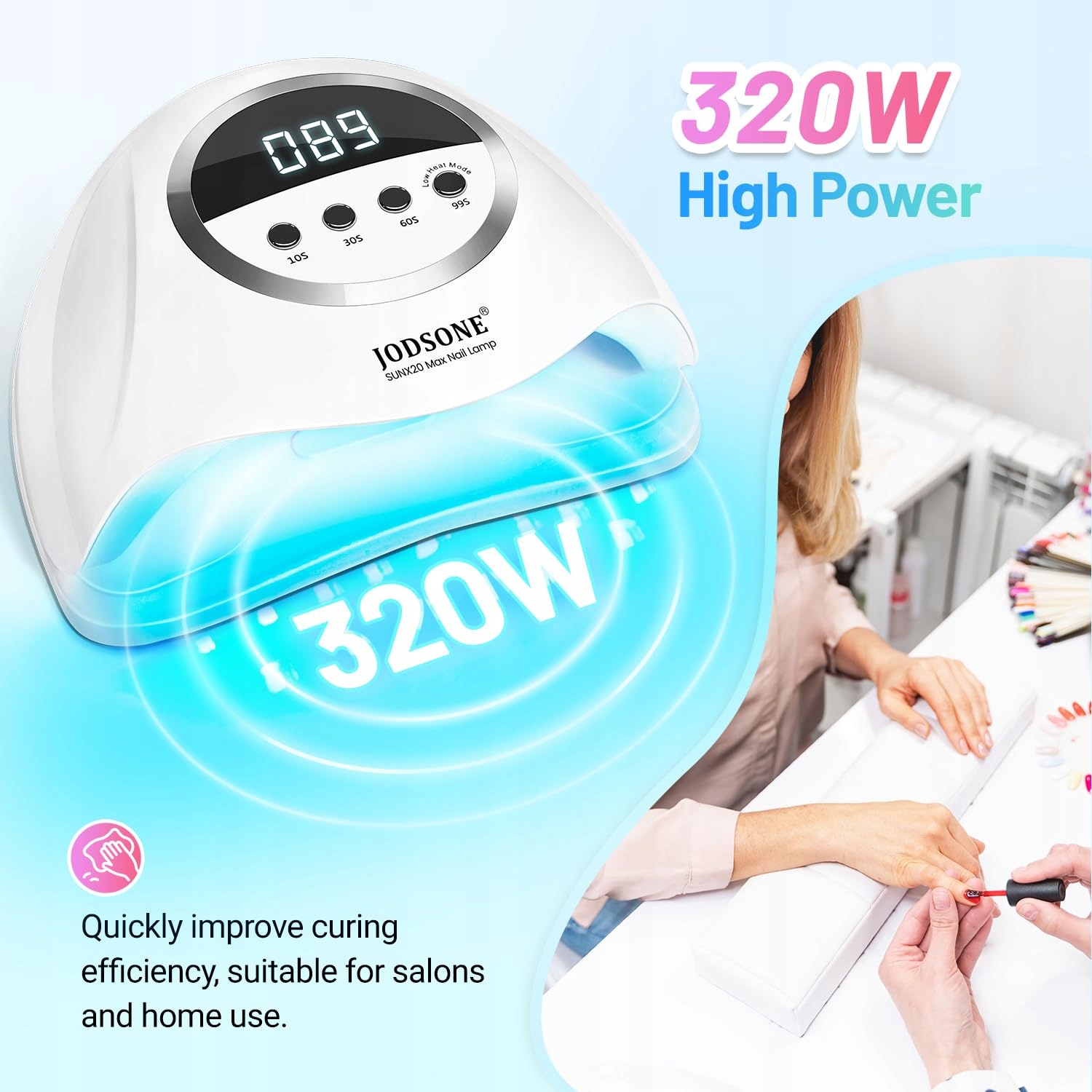 JODSONE 320W UV LED Lampa Do Paznokci Z Auto Sensorem 72 LED 4 Timery — miniatura 2