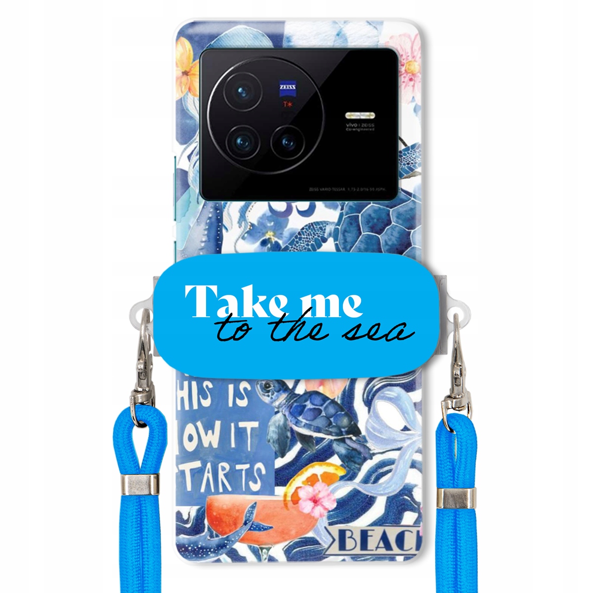 Puzdro pre Vivo X80 Modré Crossbody vodítko držiak Take Me To The Sea Top