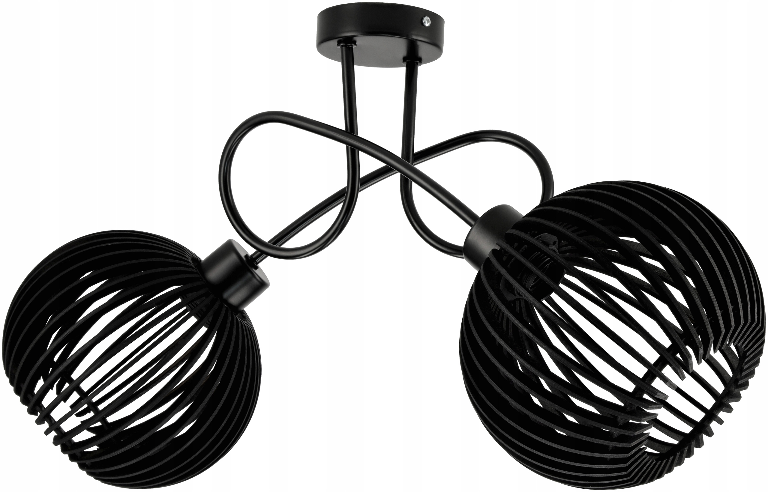 stropní svítidlo Led Loft Zavinovací 2XE27 dřevěné stínítko černá do pokoje