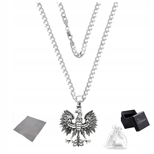 Náhrdelník Střední Orel Diamantový ryzost 925 Stříbro Řetěz 70 cm