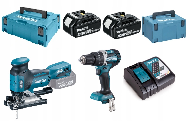 

Makita DLX2355TJ Zestaw Combo DJV181 DHP484 2x5Ah