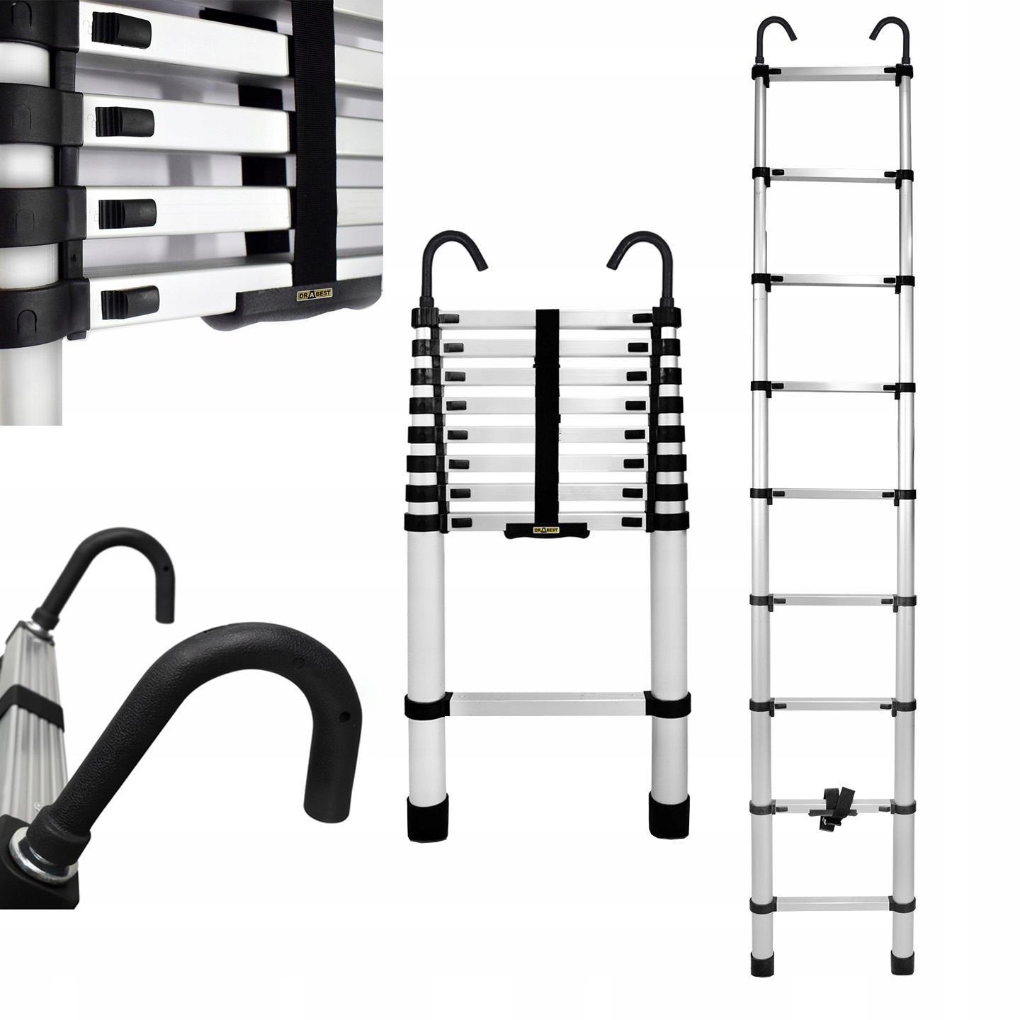 Žebřík s háky 9 stupňů 2,6 m Drabest