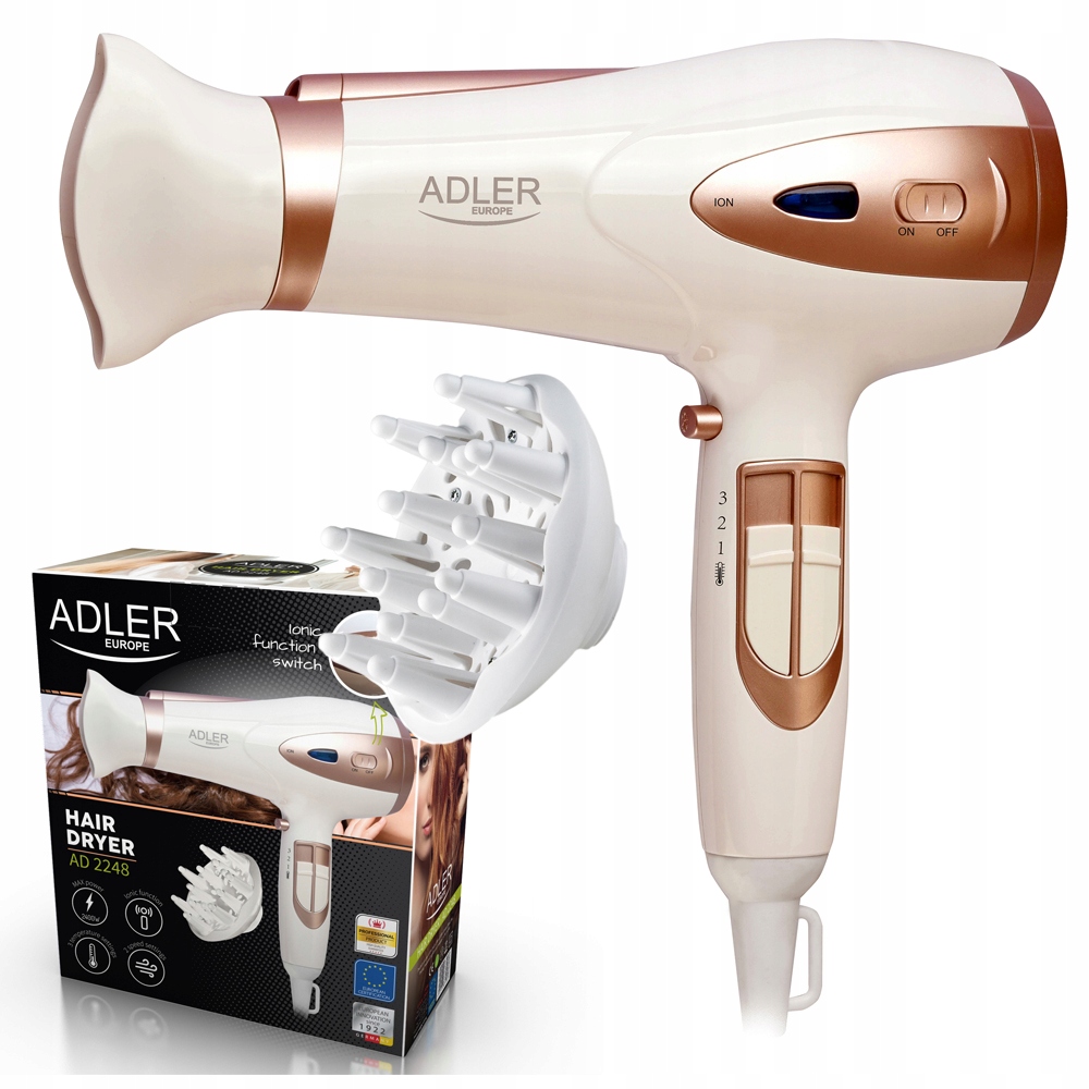 Vysoušeč Vlasů S Ionizací 2400 W AD2248 Difuzér Studený A Teplý Foukání