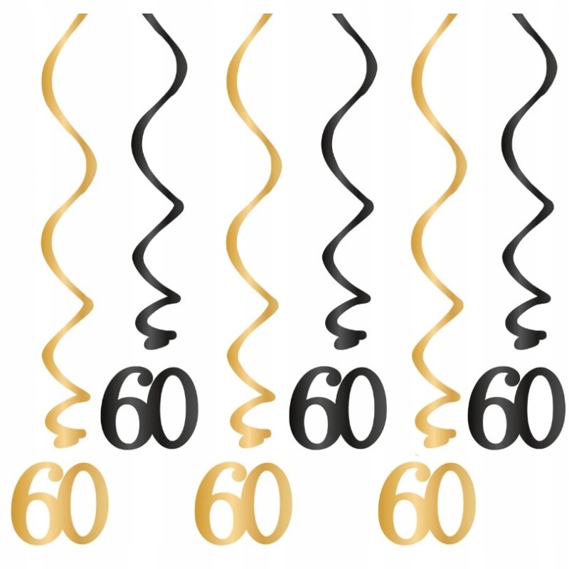 

Świderki urodzinowe 60th a'6 czarnozłote zawieszki
