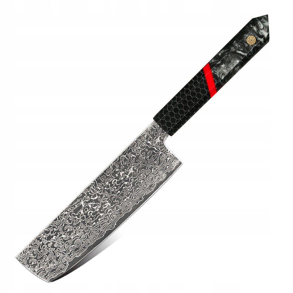 Damaškový kuchynský nôž Za 37458 Nakiri/Čierna/Červená KP-37458
