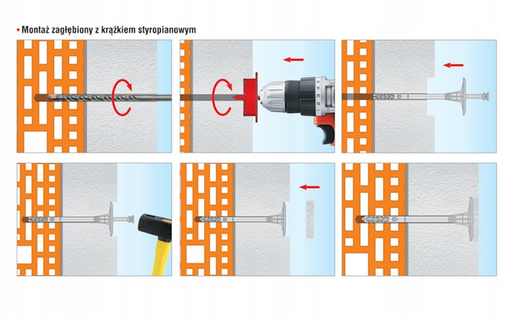 ZAŚLEPKA STYROPIANOWA BIAŁA 1000szt + FREZ GRATIS Marka inna