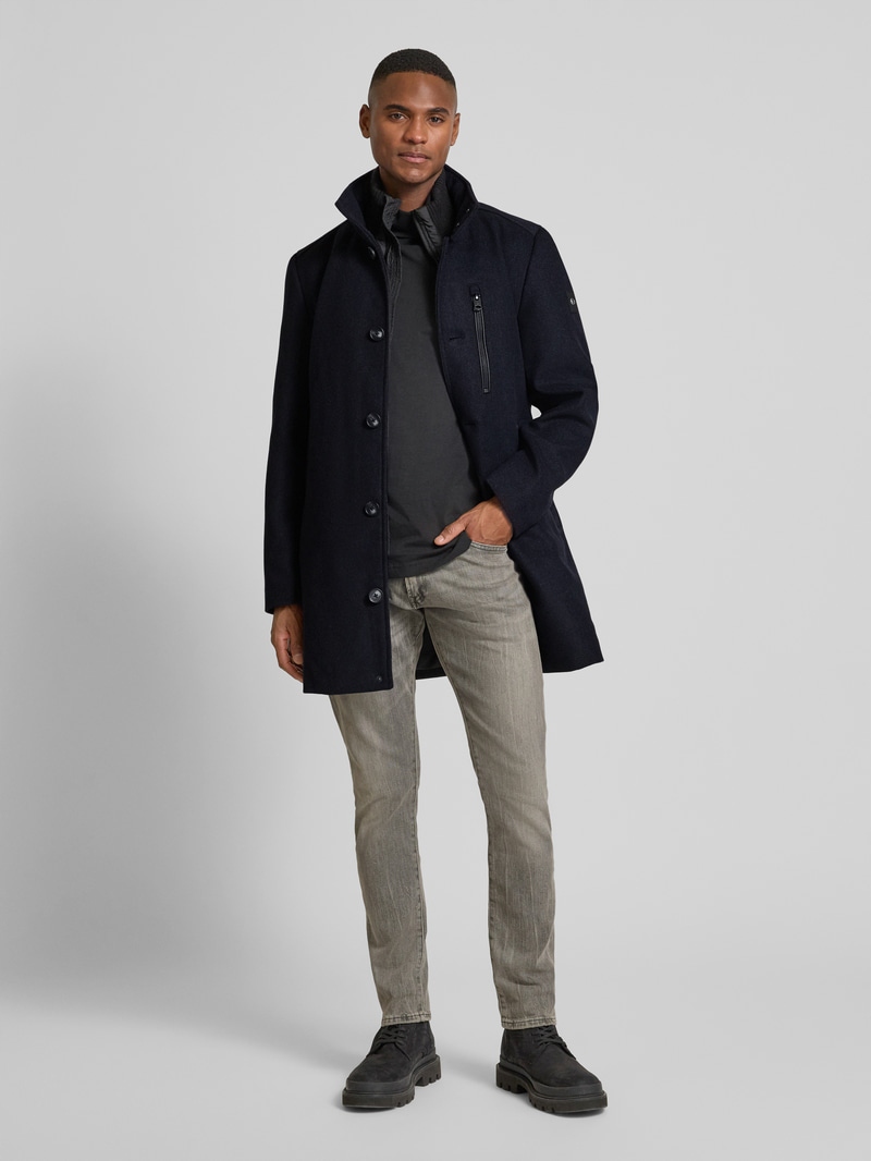 Tom Tailor – Klasický Tmavě Modrý Kabát Na Zip S Vlnou XL 6EA