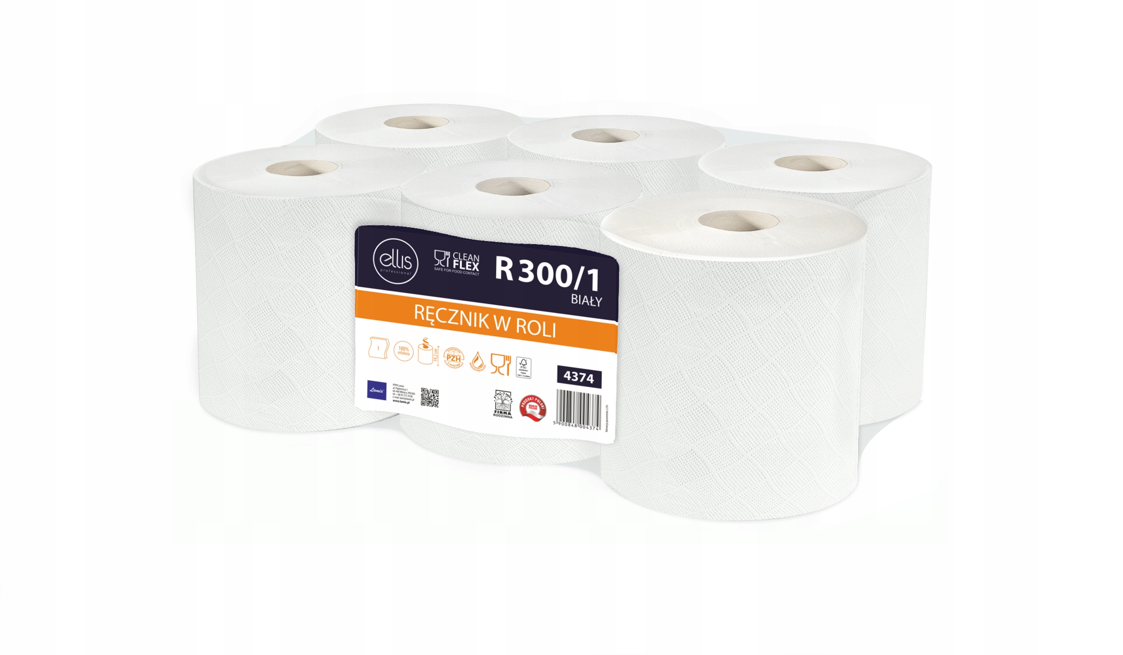 Levně Papírový ručník celulóza Lamix v balení 6 ks bílý 300/1 Cleanflex
