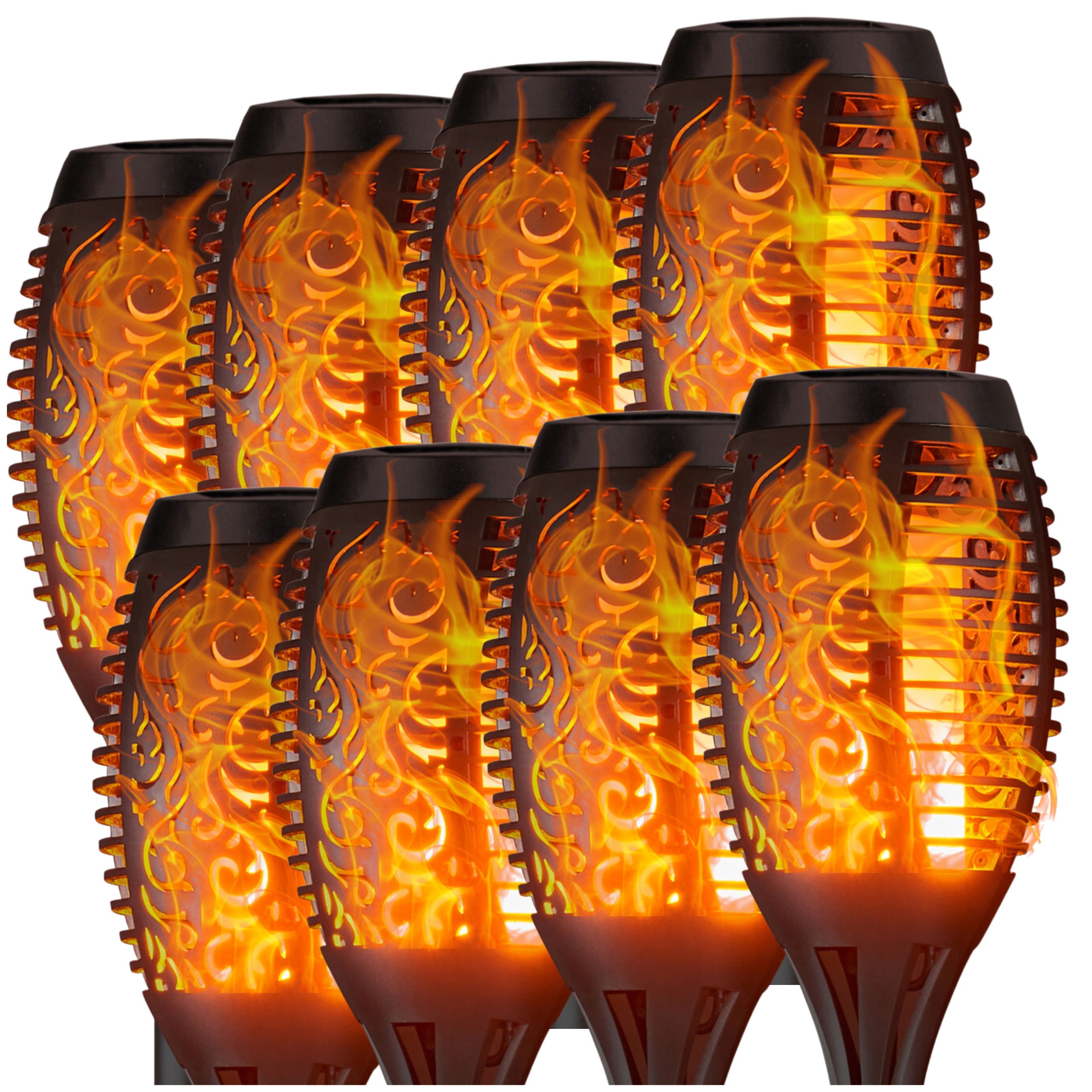 8 x Solární Zahradní Lampa Pochodeň Oheň Efekt Plamene Ozdobná Zapichovací