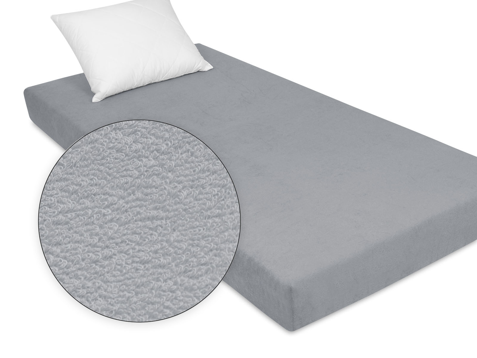 

Prześcieradło popielate jednolite 70/200 cm frotte