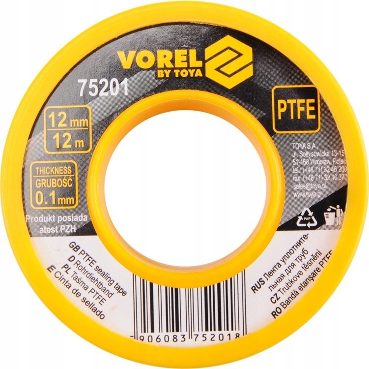 

Taśma Ptfe 12Mx12MMx0.1MM 75201 Vorel