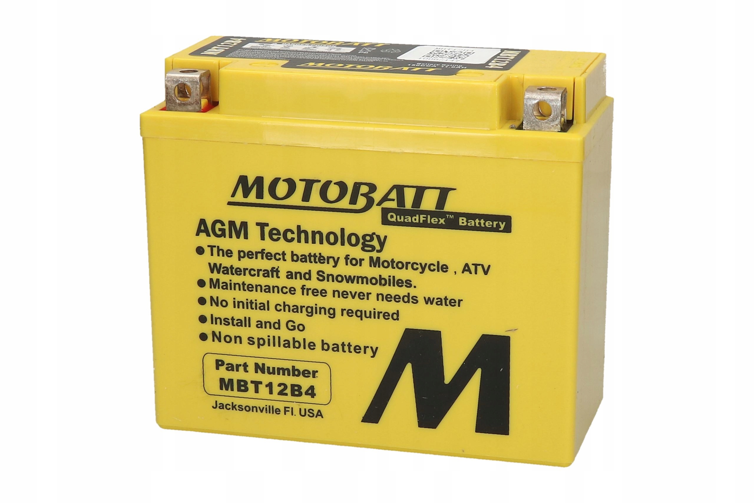 Batéria Motobatt MBT12B4 12V 12Ah 165A L+ YT12B