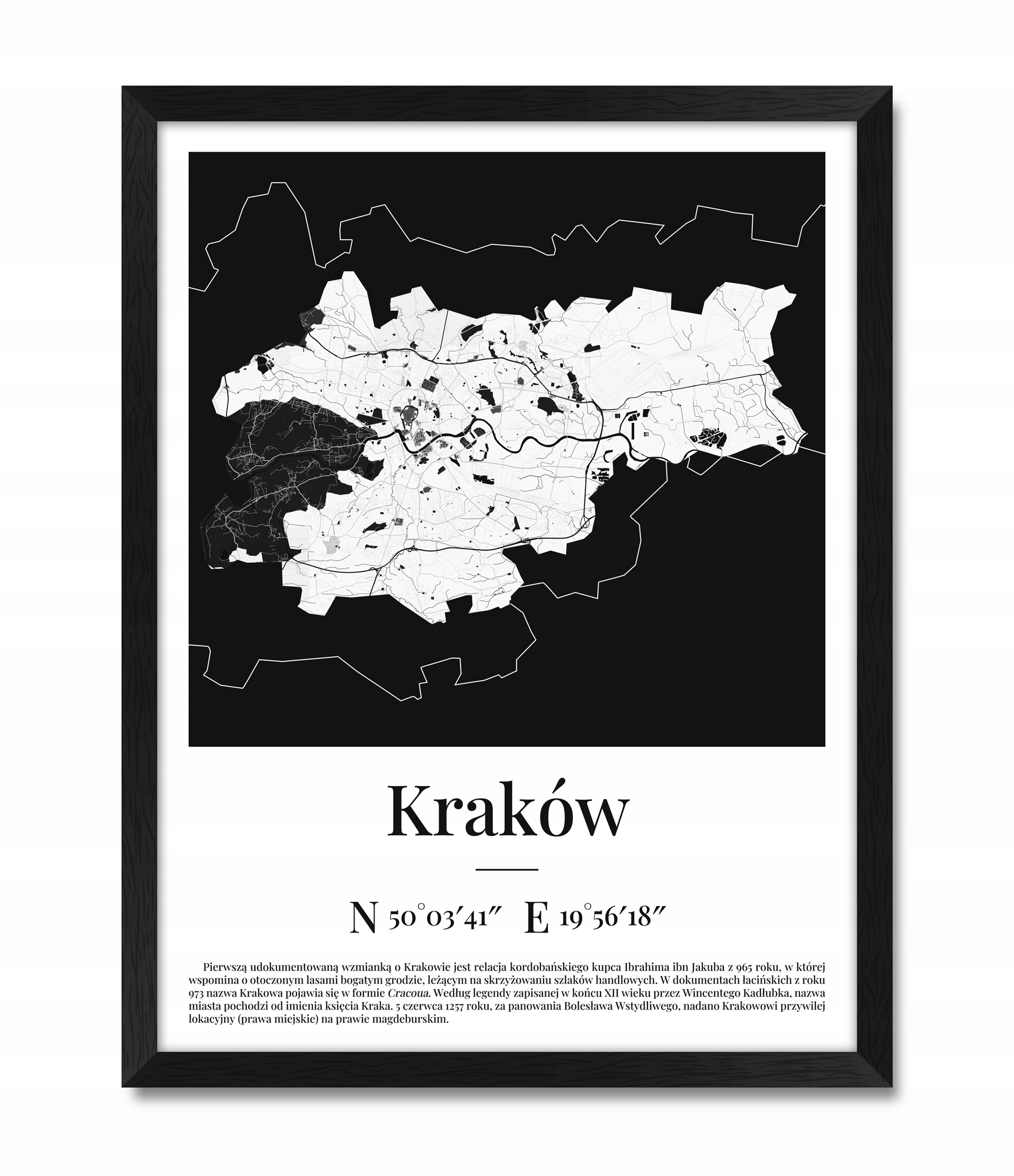 

Obrazy plakaty na ścianę do salonu mapa Kraków A3