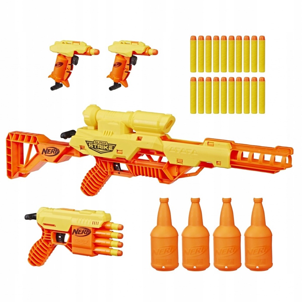 NERF ALPHA ZESTAW 4-PAK WOLF LR-1 STINGER SD-1 FANG QS-4 CELE E8444