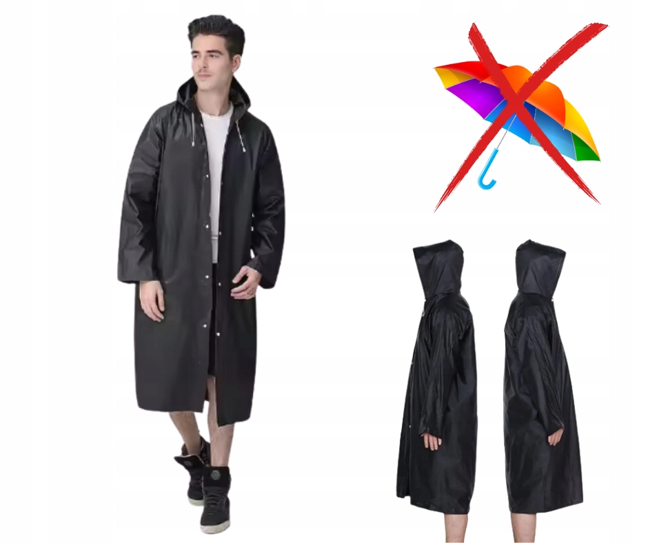 PŁASZCZ PRZECIWDESZCZOWY PELERYNA PONCZO UNIWERSALNY PONCHO Z KAPTUREM DUŻY