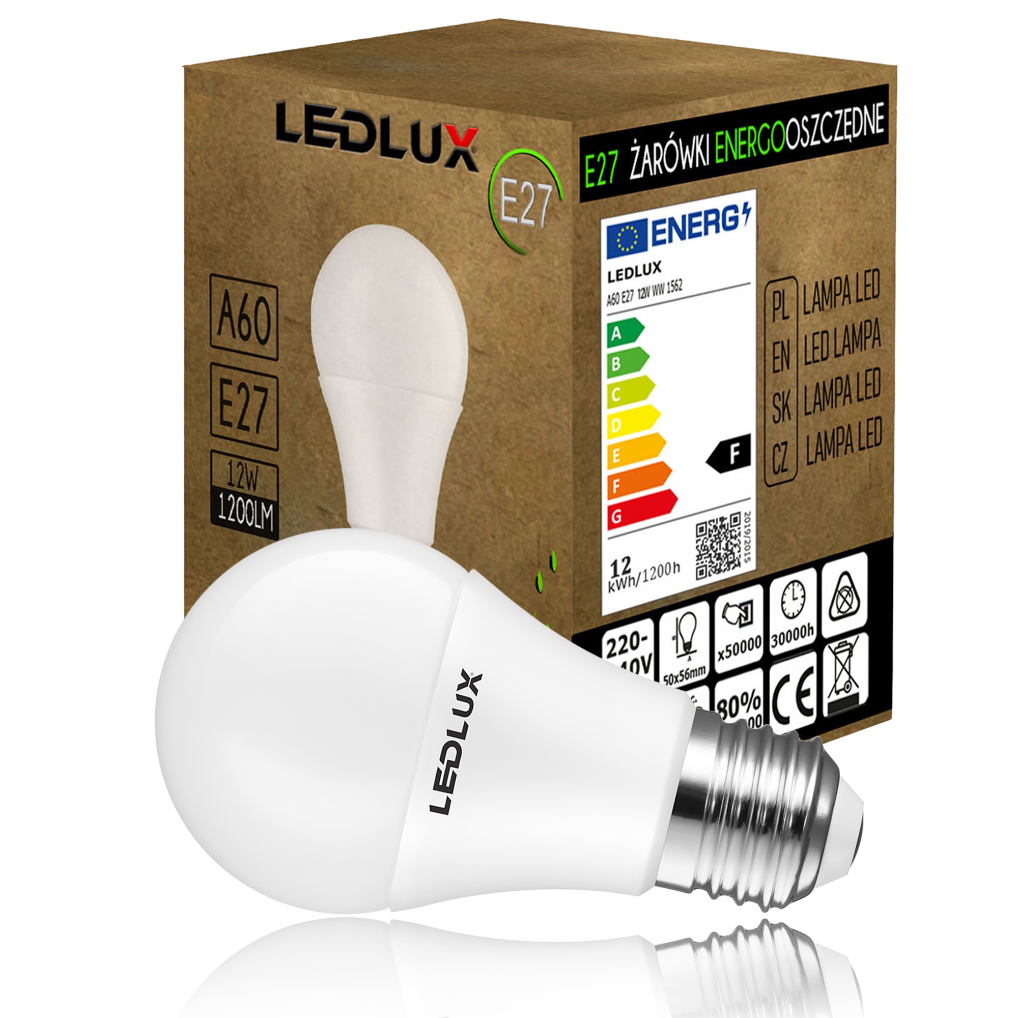 

Żarówka Led E27 A60 12W 1200lm 3 Barwy Ledlux