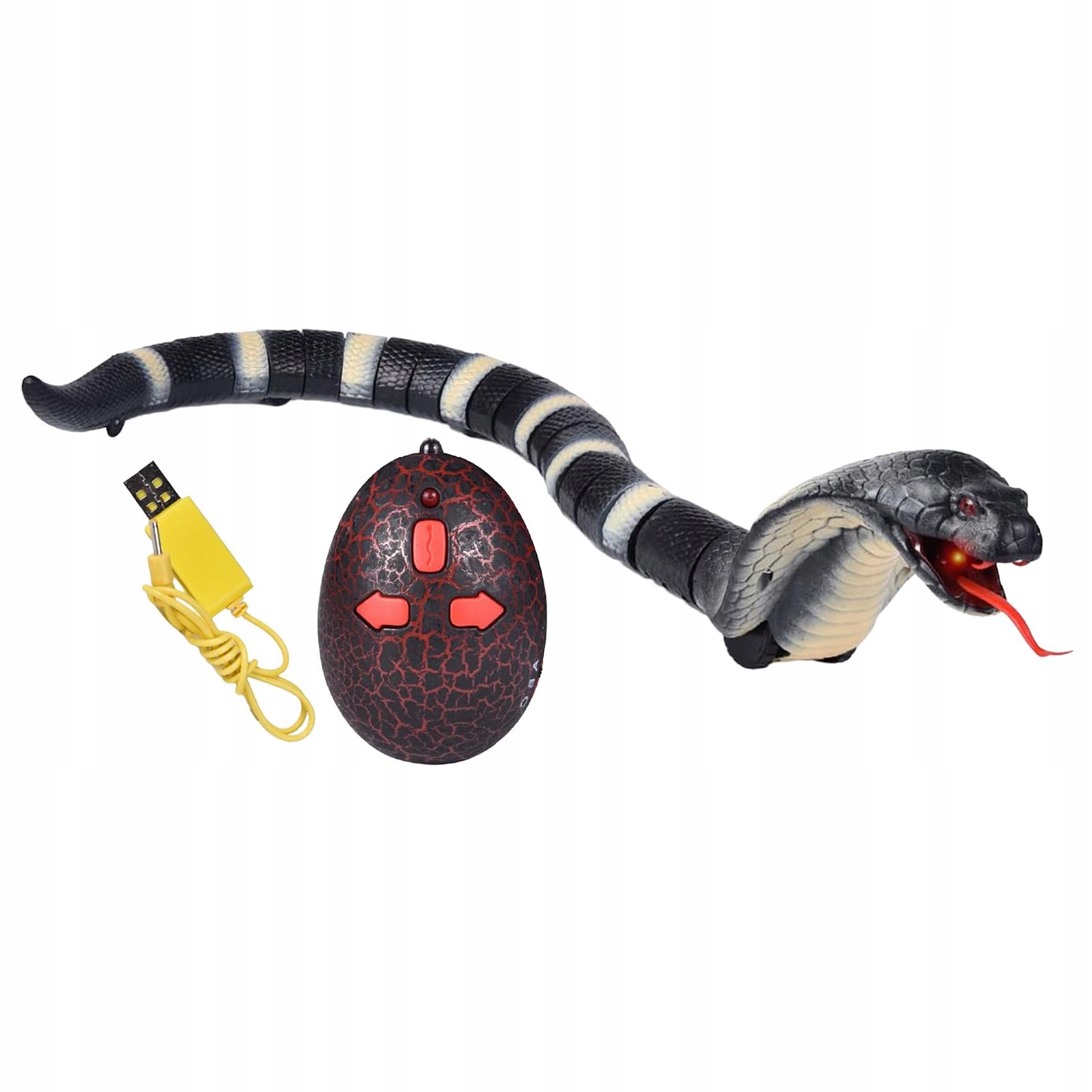 Realistic RC Snake Toy USB Rechargeable Snake Scary Trick Toy for Black