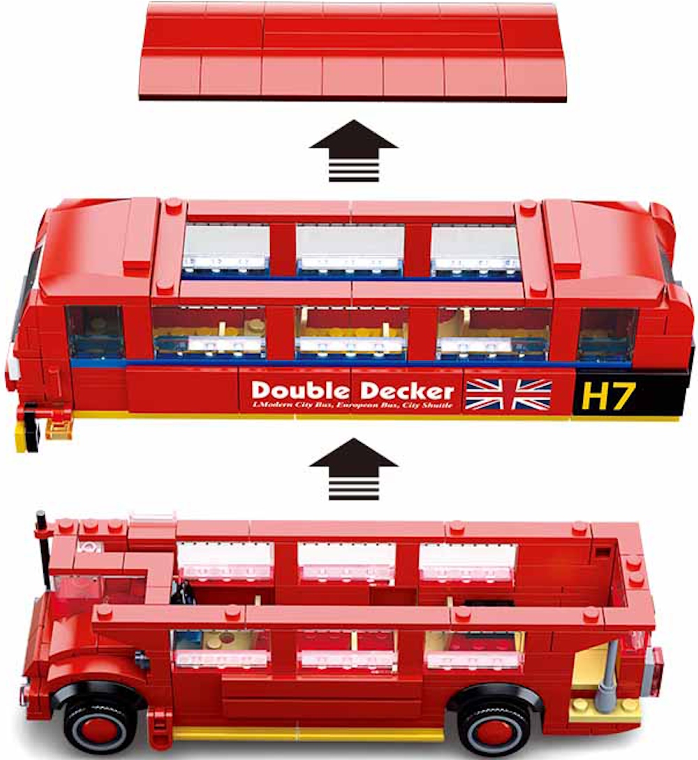 KLOCKI SLUBAN AUTOBUS LONDYŃSKI CZERWONY PIĘTROWY 382 el Model Bricks Marka Sluban