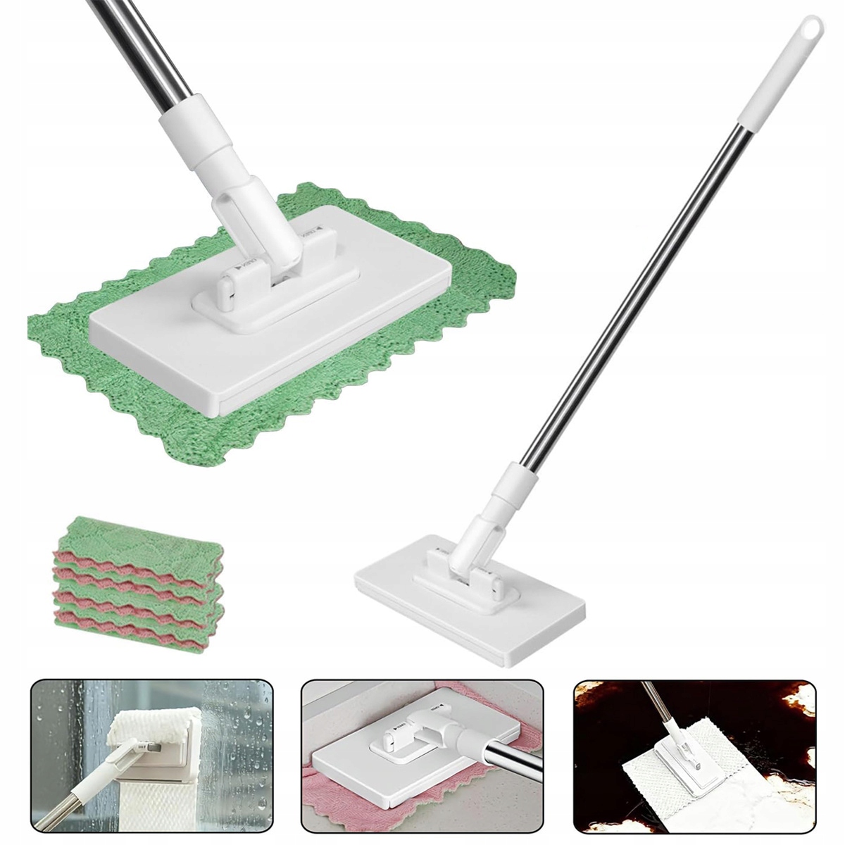 Levně Sada Mopu Obsahuje 100 CM Plochý Mop 4 Utěrky Z Mikrovlákna