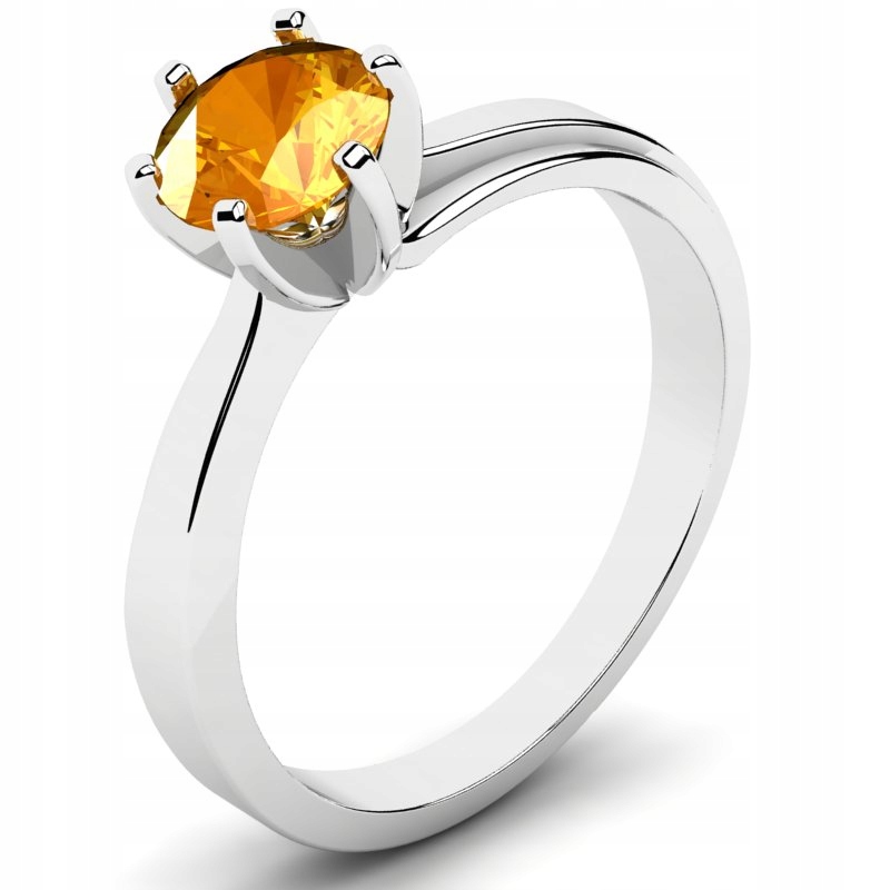 

Pierścionek Z Białego Złota Cytrynowa Cyrkonia 6MM